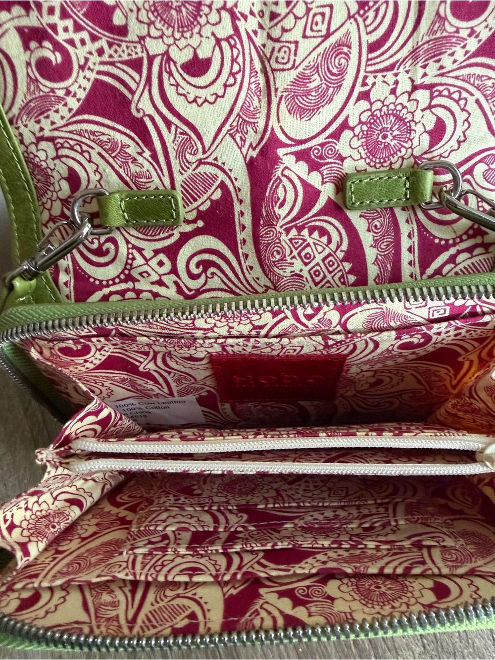 HOBO Lime Green Leather Crossbody Wristlet - Picture 5 of 11